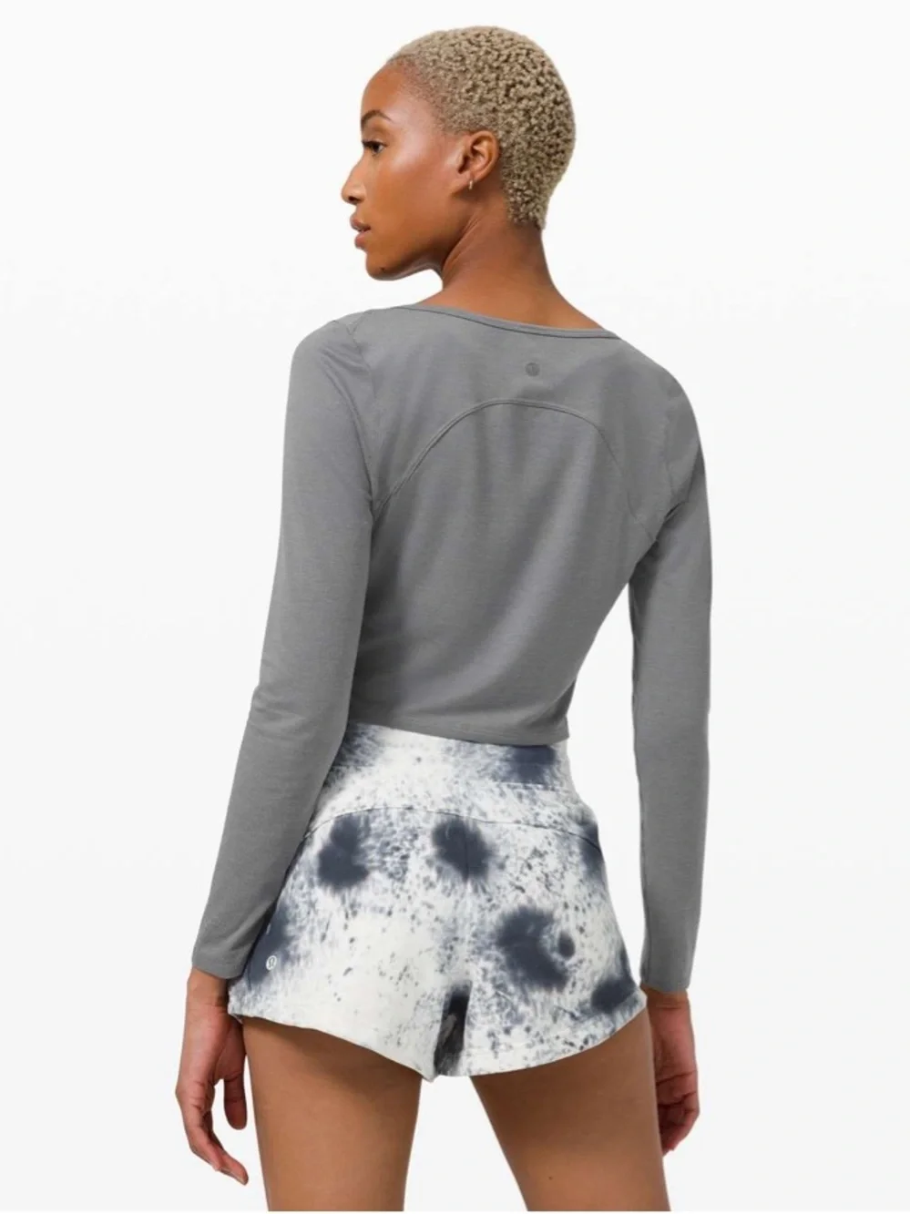 lululemon athletica Heathered Asphalt Grey Cropped Henley Long Sleeve